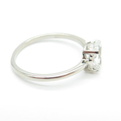 DAZZLERS 925 Sterling Silver Real Oval-Cut White Topaz Engagement Ring Size 9