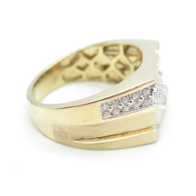 925 Sterling Silver Gold Plated Round-Cut Shaped C Z Ring Size 10.25