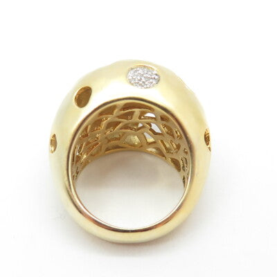 925 Sterling Silver Gold Plated Pave C Z Domed Ring Size 7.25