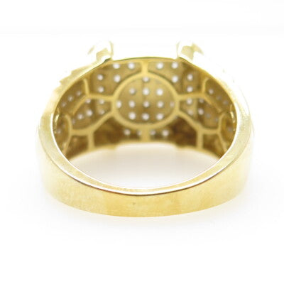 925 Sterling Silver Gold Plated Pave C Z Ring Size 10.25