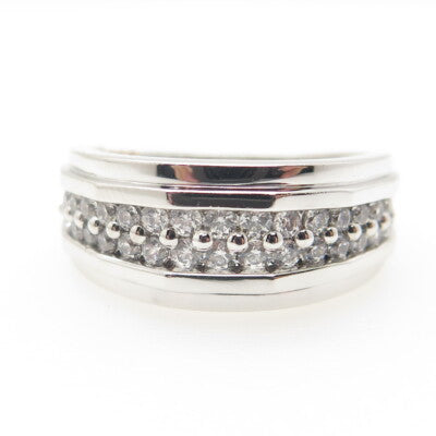 P. NINA 925 Sterling Silver 2-Tone White & Black C Z Ring Size 10