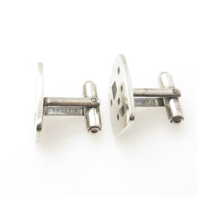 925 Sterling Silver Vintage Modernist Spotted Cufflinks