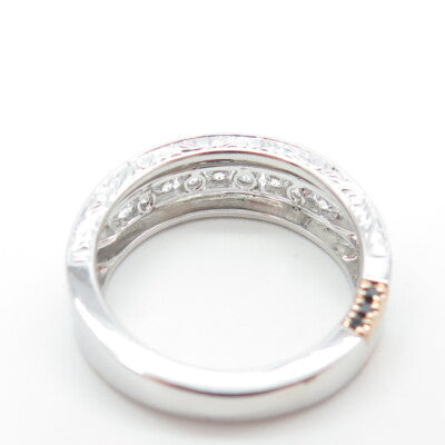 P. NINA 925 Sterling Silver 2-Tone Round-Cut Shaped C Z Ring Size 10