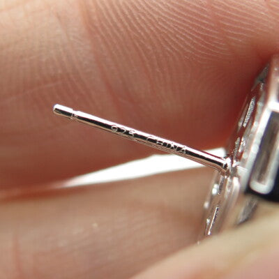 925 Sterling Silver White & Blue C Z Earrings