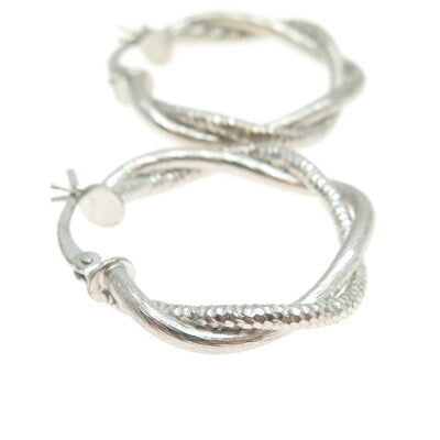 925 Sterling Silver Diamond-Cut Crisscross Hoop Earrings