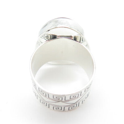 JAY KING DESERT ROSE Sterling Silver Vintage Real Agate Greek Maze Ring Size 9