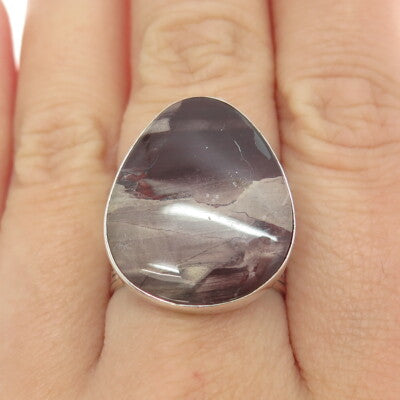 JAY KING DESERT ROSE Sterling Silver Vintage Real Agate Greek Maze Ring Size 9