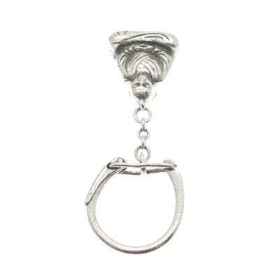 925 Sterling Silver Vintage Buddha Fob Key Chain Ring Holder