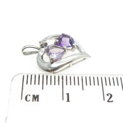 925 Sterling Silver Purple & Lavander-Color C Z Heart Pendant