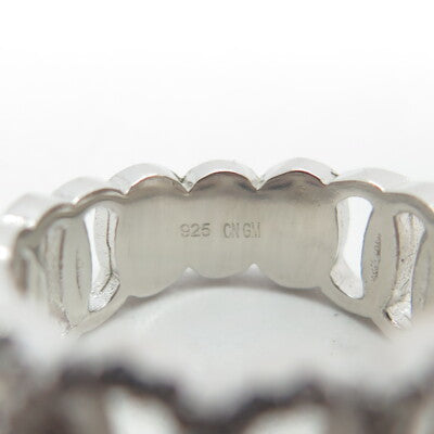 925 Sterling Silver Pave C Z Oval Chain Ring Size 6.25