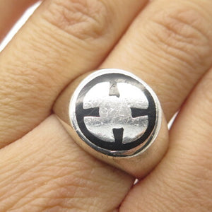 925 Sterling Silver Vintage Mexico Enamel Maltese Cross Ring Size 9.25