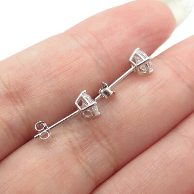 925 Sterling Silver Round-Cut C Z Stud Earrings