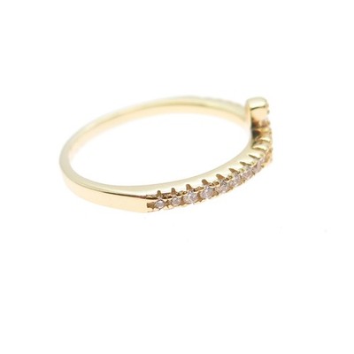 925 Sterling Silver Gold Plated Round-Cut C Z Cross Ring Size 5.75