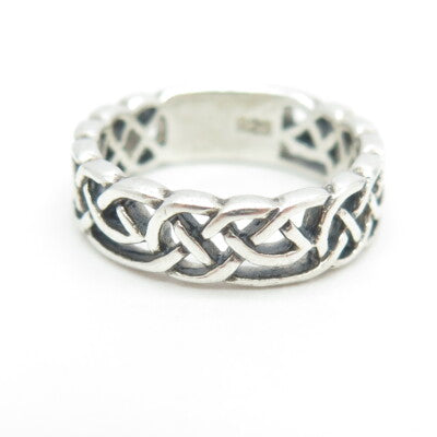 925 Sterling Silver Vintage Celtic Knot Band Ring Size 7.25