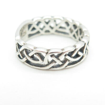 925 Sterling Silver Vintage Celtic Knot Band Ring Size 7.25