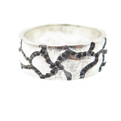 925 Sterling Silver Vintage Desert Crack Band Ring Size 10