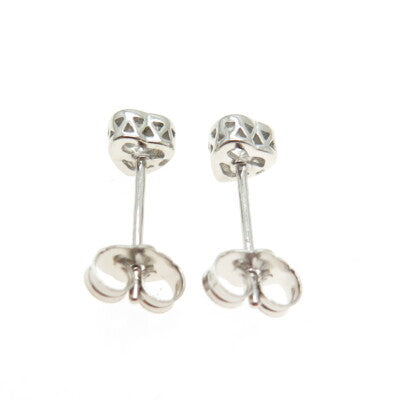 925 Sterling Silver Heart-Cut C Z Stud Earrings