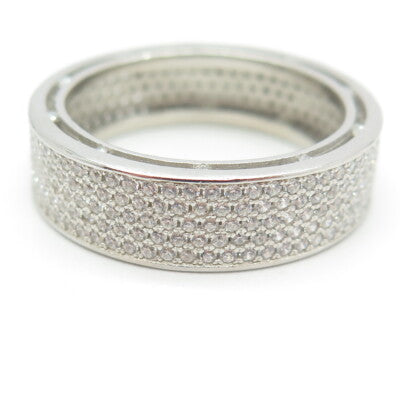 925 Sterling Silver Pave C Z All Around Eternity Band Ring Size 13.5
