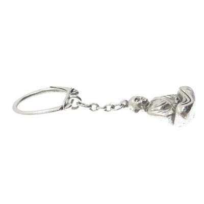 925 Sterling Silver Vintage Buddha Fob Key Chain Ring Holder