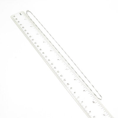 925 Sterling Silver Italy Figaro Diamond-Cut Bar Chain Necklace 20"