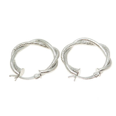 925 Sterling Silver Diamond-Cut Crisscross Hoop Earrings