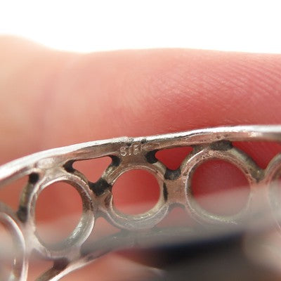 925 Sterling Silver 2-Tone Vintage Modernist Sun Symbol Circle Link Ring Size 8