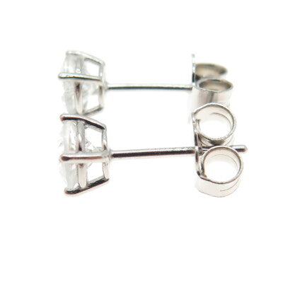 925 Sterling Silver Round-Cut Cross Shaped White C Z Stud Earrings