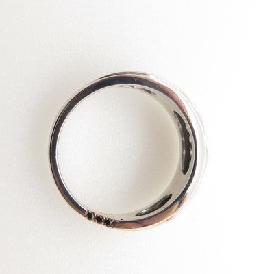 P. NINA 925 Sterling Silver 2-Tone White & Black C Z Ring Size 10