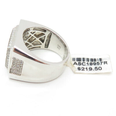 925 Sterling Silver Pave C Z Domed Ring Size 11