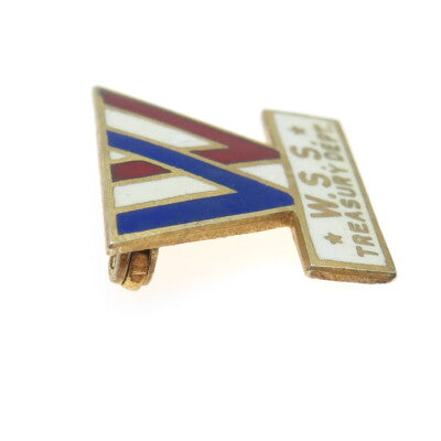 GREENDUCK 925 Sterling Silver GP Enamel Antique '30s War Finance Corporation Pin