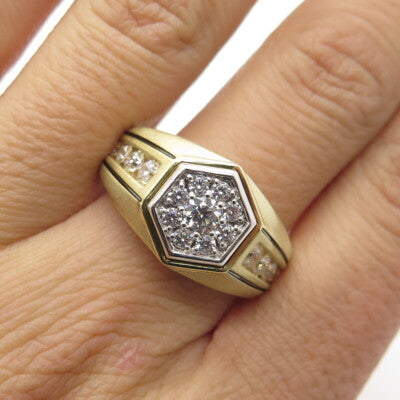 925 Sterling Silver Gold Plated Round-Cut Shaped C Z Ring Size 10.5