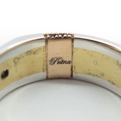 P. NINA 925 Sterling Silver 3-Tone Black C Z Band Ring Size 10.25