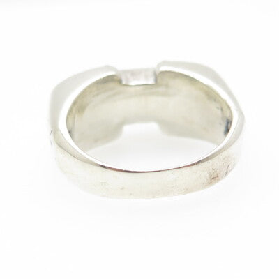 925 Sterling Silver Real Black Onyx & Marcasite Gem Art-Deco-Style Ring Size 6