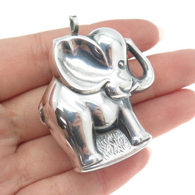 925 Sterling Silver Vintage Elephant Hollow Pendant