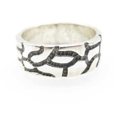 925 Sterling Silver Vintage Desert Crack Band Ring Size 10
