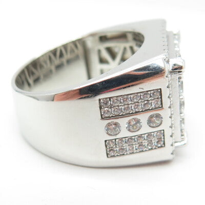 925 Sterling Silver Pave C Z Domed Ring Size 12.25