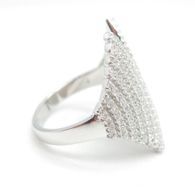 925 Sterling Silver Pave C Z Wings Ring Size 7