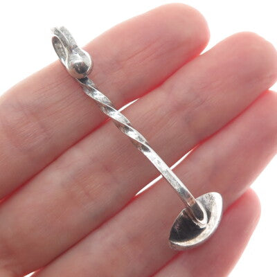 FLEETWOOD 925 Sterling Silver Antique Individual Twisted Snuff Spoon Pendant