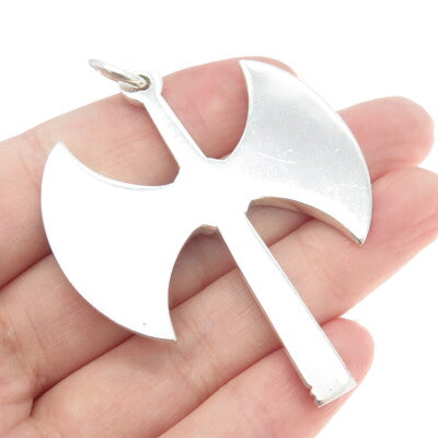 925 Sterling Silver Vintage Axe Large Pendant