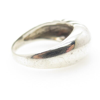 925 Sterling Silver Vintage Modernist Twisted Rope Ring Size 8.25