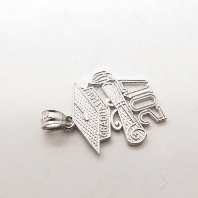 925 Sterling Silver 2017 Graduation Academic Cap & Diploma Pendant