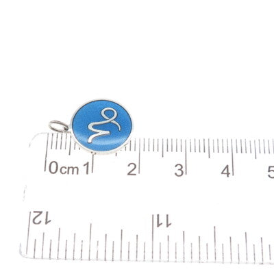 925 Sterling Silver Blue Enamel Capricorn Zodiac Sign Minimalist Charm Pendant