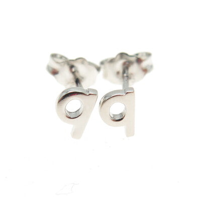 925 Sterling Silver Letter "B" Initial Stud Earrings