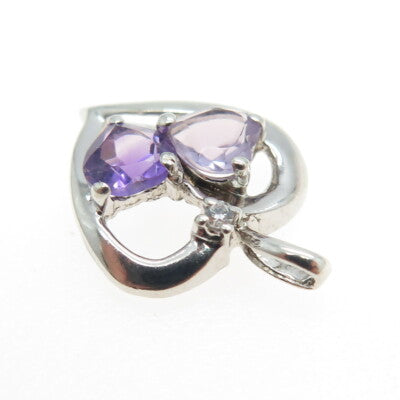 925 Sterling Silver Purple & Lavander-Color C Z Heart Pendant