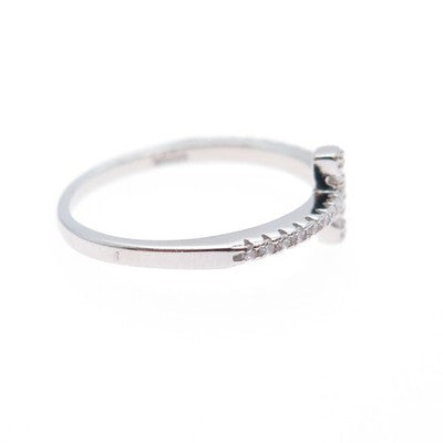 925 Sterling Silver Round-Cut C Z Cross Ring Size 5.75