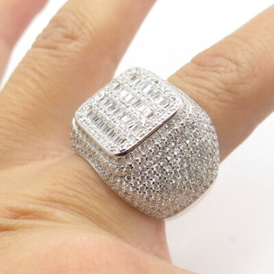 925 Sterling Silver Pave Multi-C Z Domed Ring Size 8.25