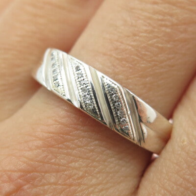 HK JEWELS 925 Sterling Silver Real Round-Cut Diamond Ring Size 11