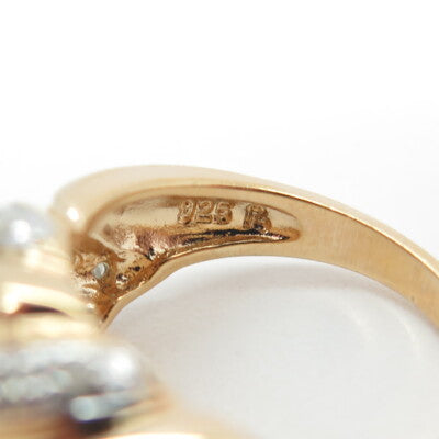 ROSS SIMONS 925 Sterling Silver Gold Plated Real Round-Cut Diamond Ring Size 6