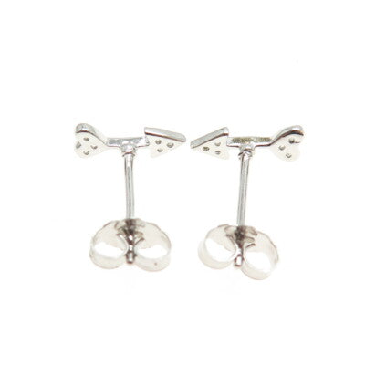 925 Sterling Silver Round-Cut C Z Cupid Arrow Stud Earrings