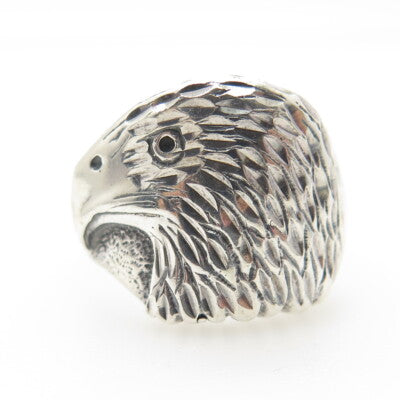 LITTLE SILVER FOX 925 Sterling Silver Vintage Eagle Adjustable Ring Size 9.25